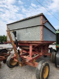 HEIDER GALVANIZED 275 BUSHEL GRAVITY BOX W/ 8 TON WAGON GEAR & AUGER