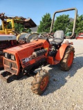 KIOTI MODEL LB1714 4X4, ROPS TRACTOR, 3 POINT, SWAY CHAINS, 8X8 SHUTTLE TRANS, 499HRS, SN#400121.