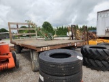 9' X 20' WAGON BED W/ UNVERFERTH MODEL RGE-13 HEAVY DUTY WAGON GEAR, 16.5L-16 TIRES W/ EXT TONGUE