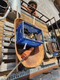 WHEEL BARROW, HAND TOOLS, TRASH CAN, WINCH, SCOTCH BLOCK (ALL ONE MONEY)