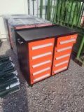 UNUSED DIGGIT TOOL CABINET W/ 10 DRAWERS ON WHEELS ORANGE & BLACK