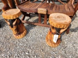 2- TEAKWOOD HORSE STANDS (2X=$)
