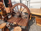 TEAKWOOD WAGON WHEEL 2 SEATED BENCH