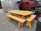 WHITE PINE 12 PERSON TABLE W/ BENCHES