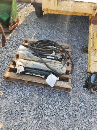 7- 2" X 14" HYDRAULIC CYLINDERS, 1- 3'X10' HYDRAULIC CYLINDER, HY FITTINGS & HOSE (8X=$)