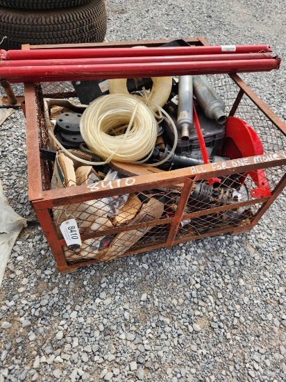 CRATE OF MUFFLERS, PTO SHAFTS, MISC (ALL 1 MONEY)