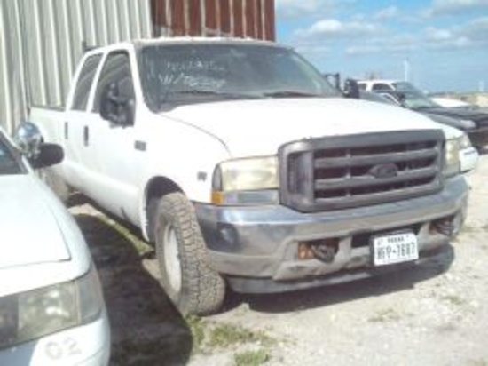 2002 FORD F250 EXT CAB, WHITE, VIN#0568, W/TITLE