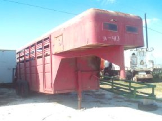 20' HORSE/CATTLE TRAILER, RED, BOS
