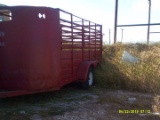 STOCK TRAILER, RED, BUMPER PULL, BOS, NO TITLE