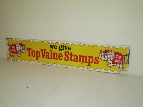 Tin Top Value Stamp sign 9x48