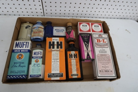 Box Lot 10 Drug Store Boxes and Bottles