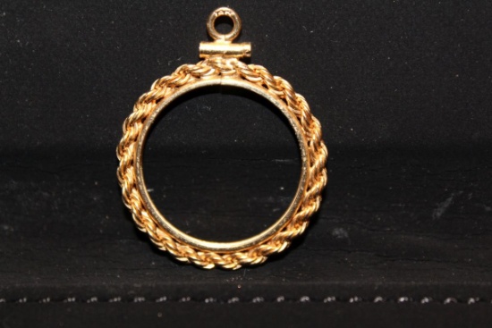 14KT Yellow Gold Rope Bezel Pendant For $5 US Gold Coin