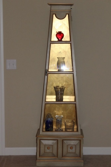 Beautiful Tower Style Lighted Curio By Maddox Tables