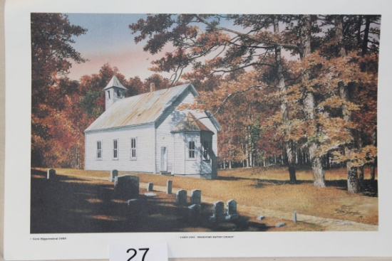 1989 Cades Cove Missionary Baptist Church Artist Signed And Numbered Print