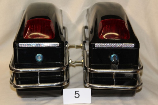 Set Of Hard Motorcycle Saddlebags With Lights