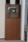 Wood Finish Storage/Entertainment Cabinet With Glass Doors