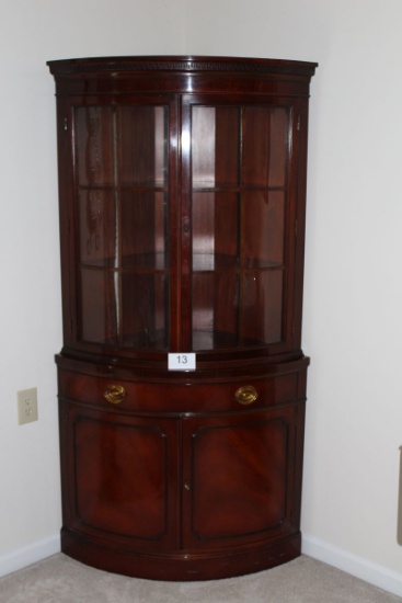 Stunning  Drexel Travis Court Mahogany Bow Front Corner China Cabinet