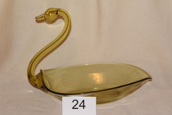 Vintage Large Glass Swan Planter/Bowl