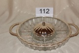 Ornate Glass With Metal Trim Divided Server
