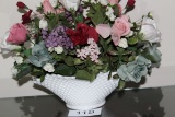 Nice Milk Glass Bowl With Floral Arrangement