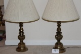 Pair Of Matching Brass Finish Lamps
