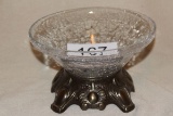 Crackle Glass Bowl With Brass Stand