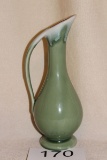 Vintage Green USA Pottery Pitcher