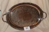 Large Silverplate Ornate Handled Serving Tray