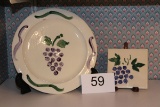 Decorative Tile And Grape Plate