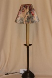 Candlestick Lamp With Floral Pleated Shade