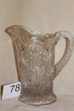 Vintage Pressed Glass Ornate Cut Glass Pitcher