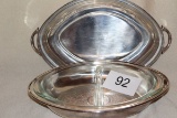 Nice Handled Silver Plated Server With Divided Glass Insert