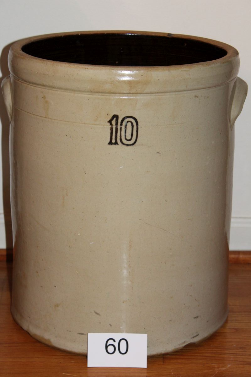 Vintage 10 Gallon Crock showing typical age-related wear patterns
