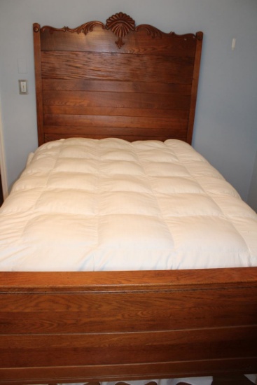 Antique High Back Oak Full-Size Bed