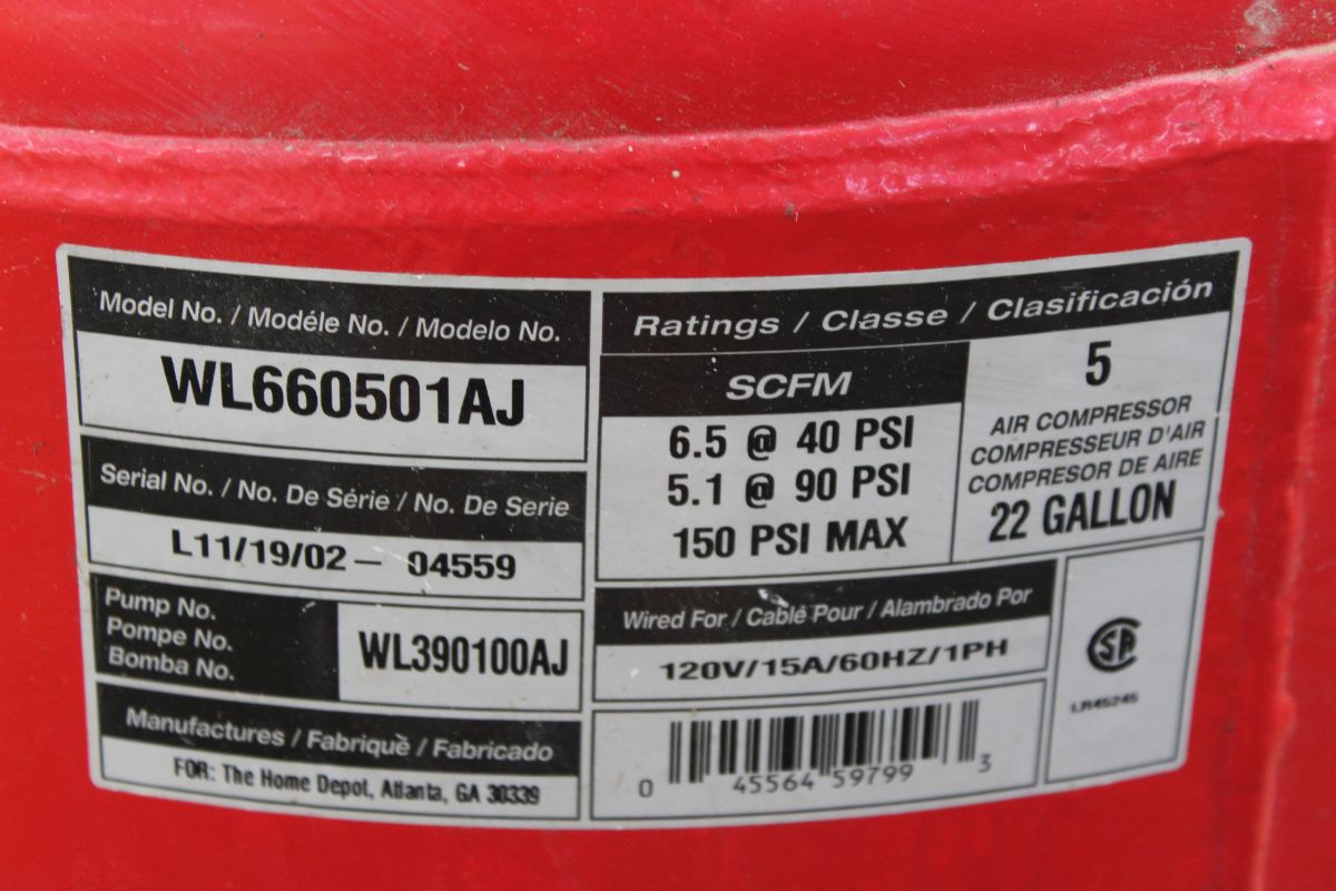 Husky air compressor sale 22 gallon 5hp