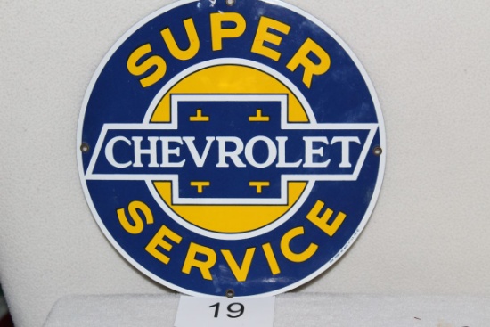 1986 Ande Rooney Porcelain Enameled Steel Chevrolet Sign