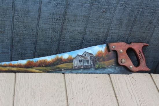 Artist Signed Hand-Painted Hand Saw