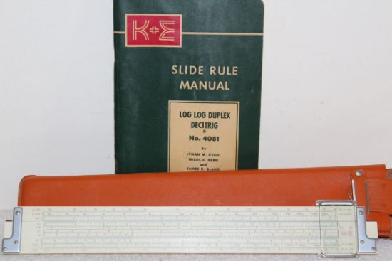K&E Slide Rule With Leather Case And Manual