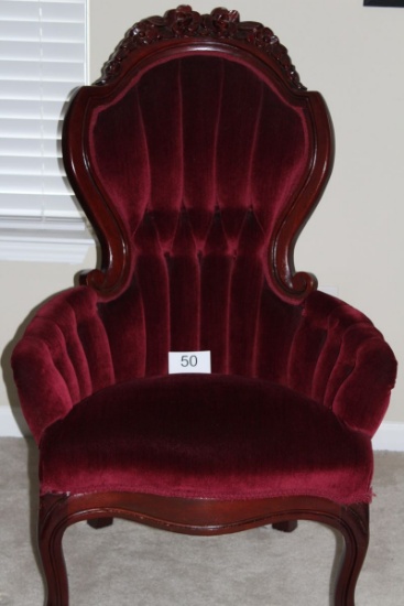 Ornate Baroque Style High Back Tufted Wing Chair