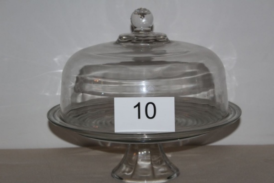 Footed Glass Cake Plate With Lid