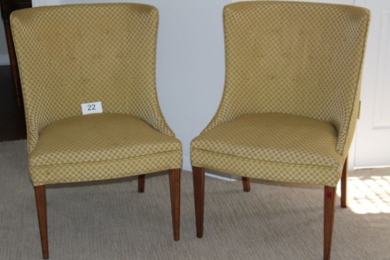 Matching Set Of Mid Century Fabric Chairs With Slipcovers