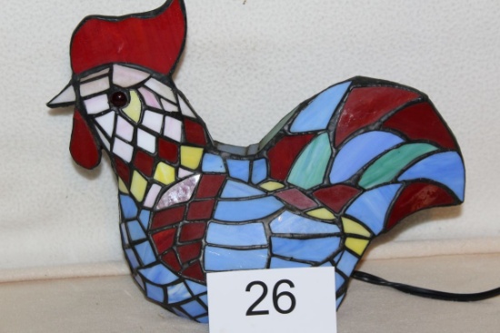 Stained Glass Style Rooster Lamp