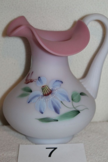 Beautiful Fenton "Home Collection" Hand Painted Burmese Pitcher