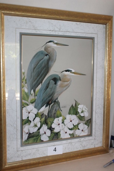 Large Blue Heron Artist Signed/Numbered Framed Print