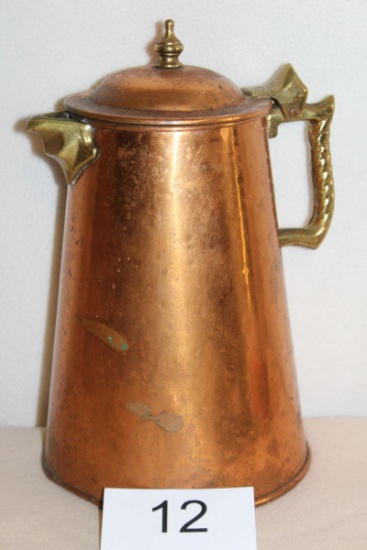 Colonial Virginia Tall Handmade Hammered Copper/Brass Pitcher