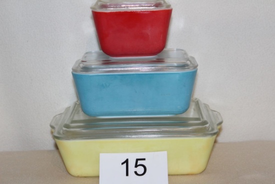 1960's Pyrex Primary Color Refridgerator Set With Lids