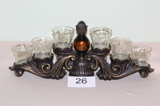 Candleholder With Crackle Glass Votives