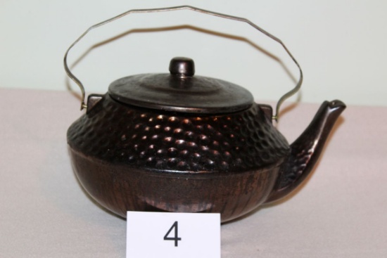 Rare McCoy Pottery Antique Bronze Effect Hammered Teapot #185 W/Lid