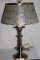 Nice Double Light HEAVY Solid Brass Lamp W/Capiz Style Shell Shade