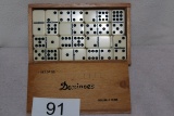Double 9 Dominoes In Wood Box